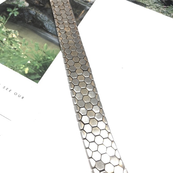 Vtg Crown Trifari Goldsilver Octagon Link Bracelet - Picture 2 of 5